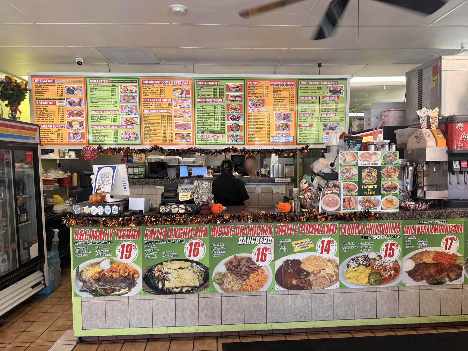 B&C Burgers counter and menu board