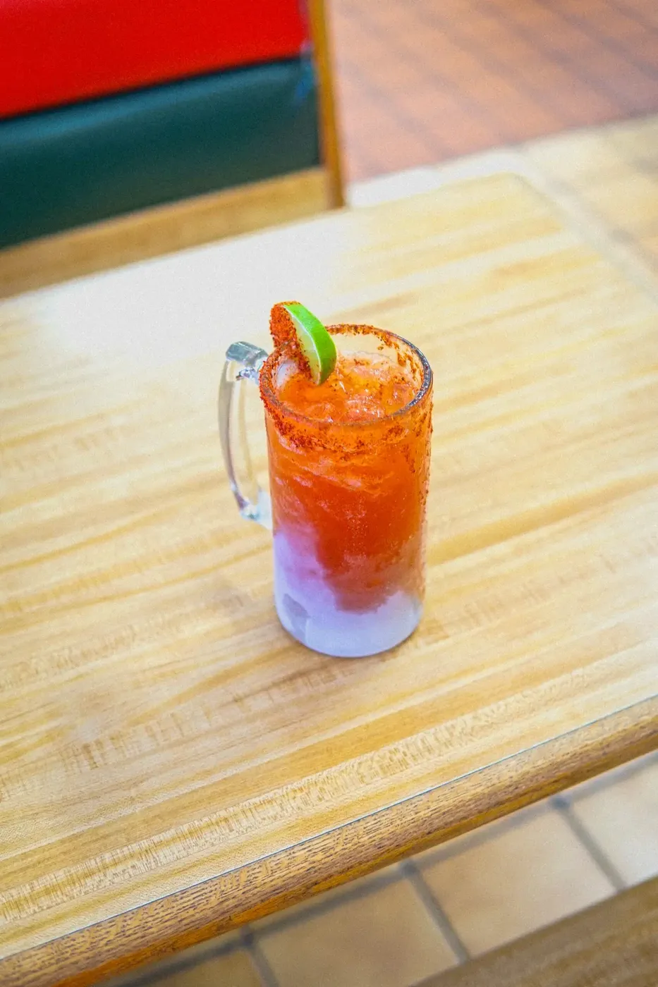 Michelada in a chilled, chile-rimmed glass